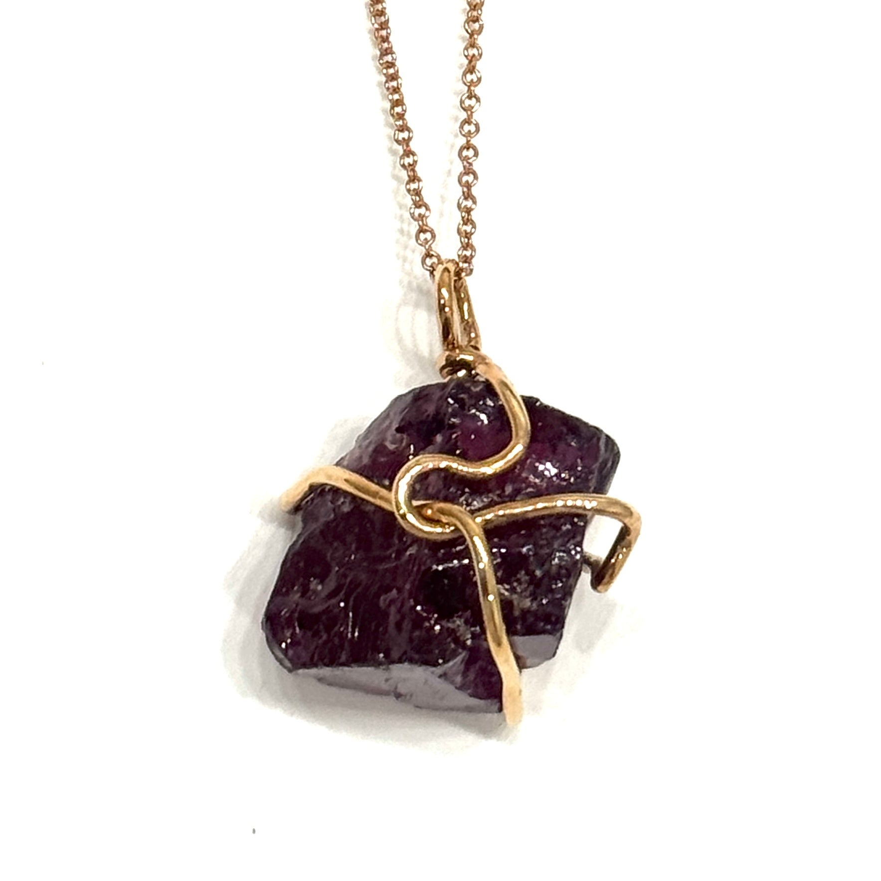 Rough Rhodolite Garnet Pendant