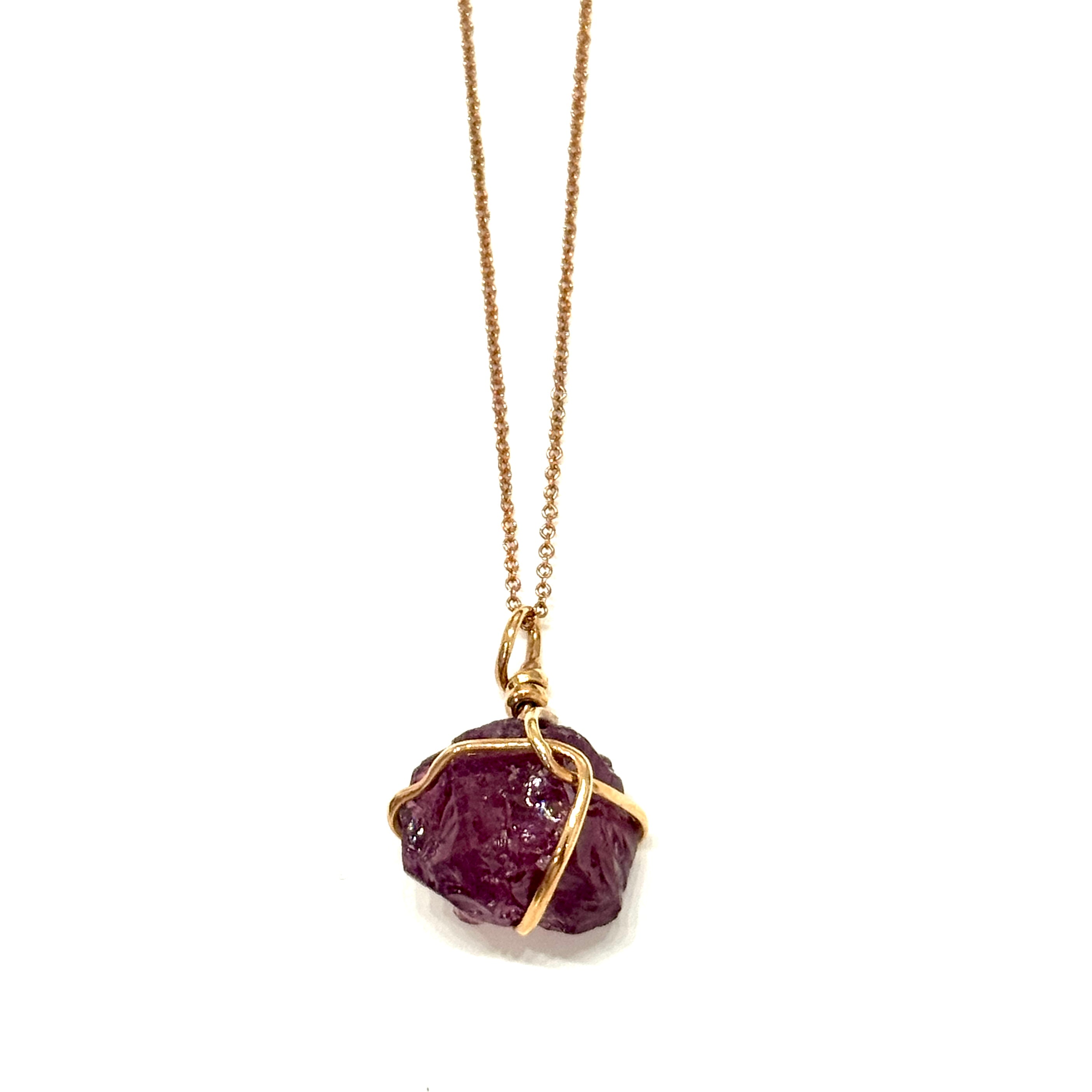 Rough Rhodolite Garnet Pendant