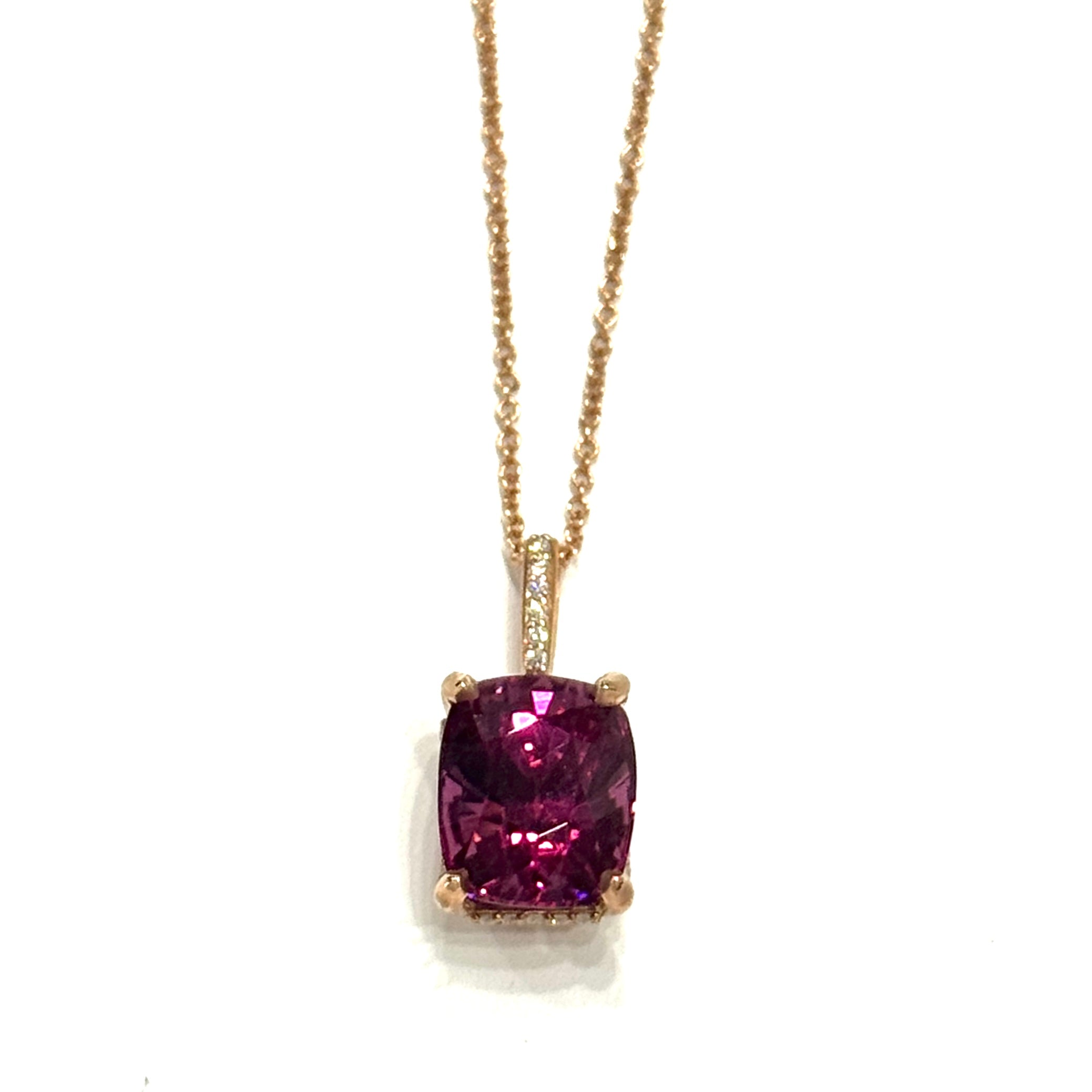 Rhodolite Garnet and Diamond Pendant