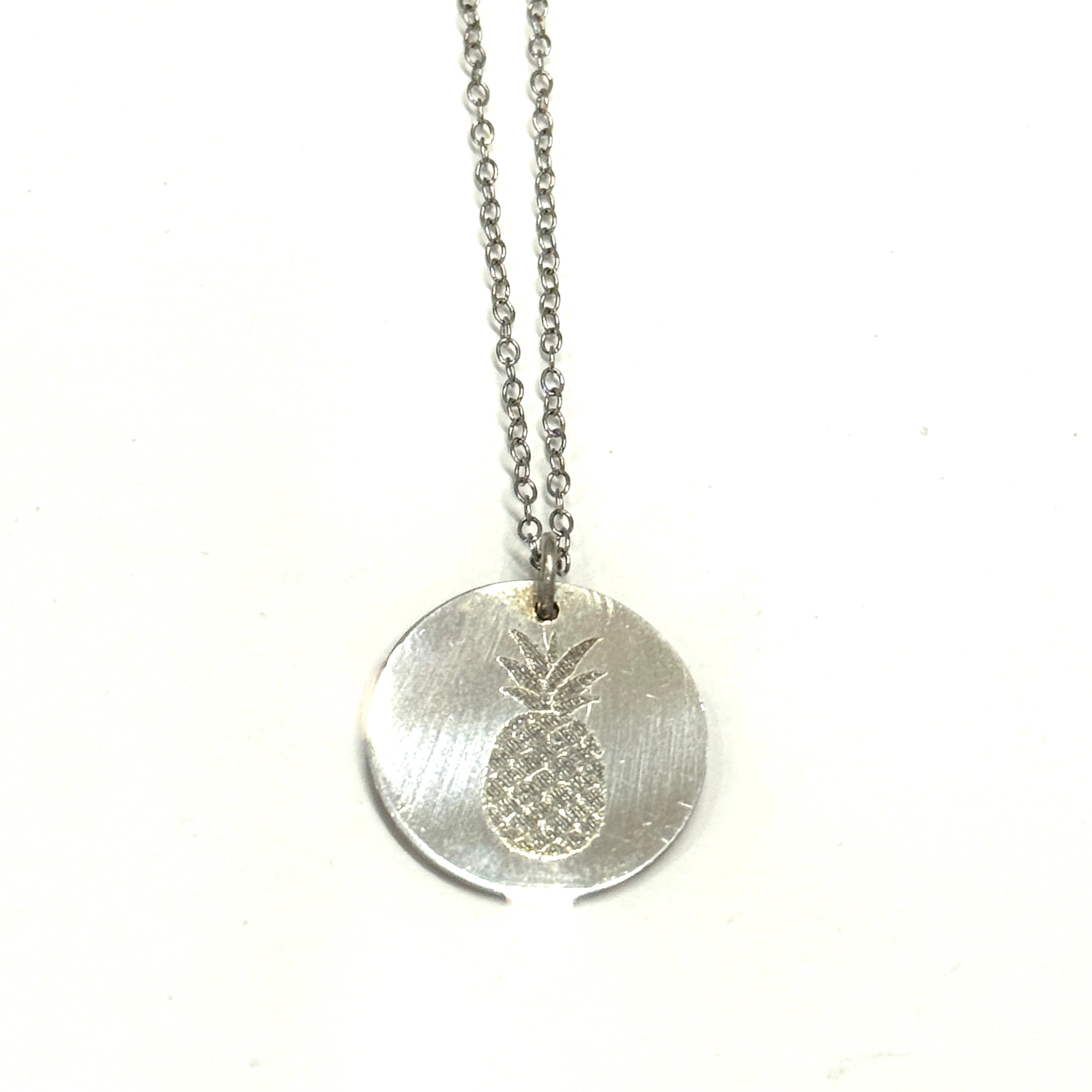 Sterling Silver Pineapple Disc Pendant