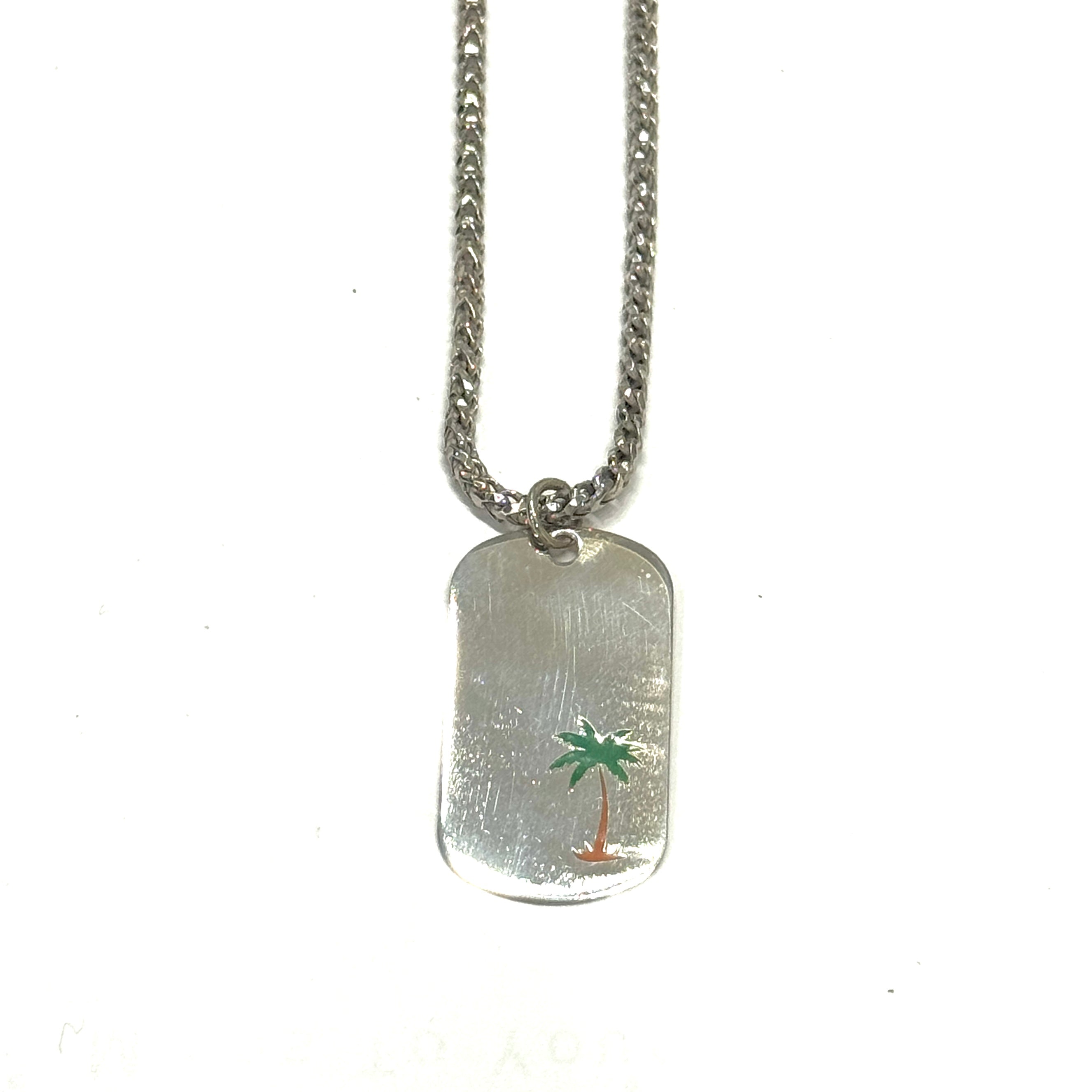 Sterling Silver Palm Tree Dog Tag