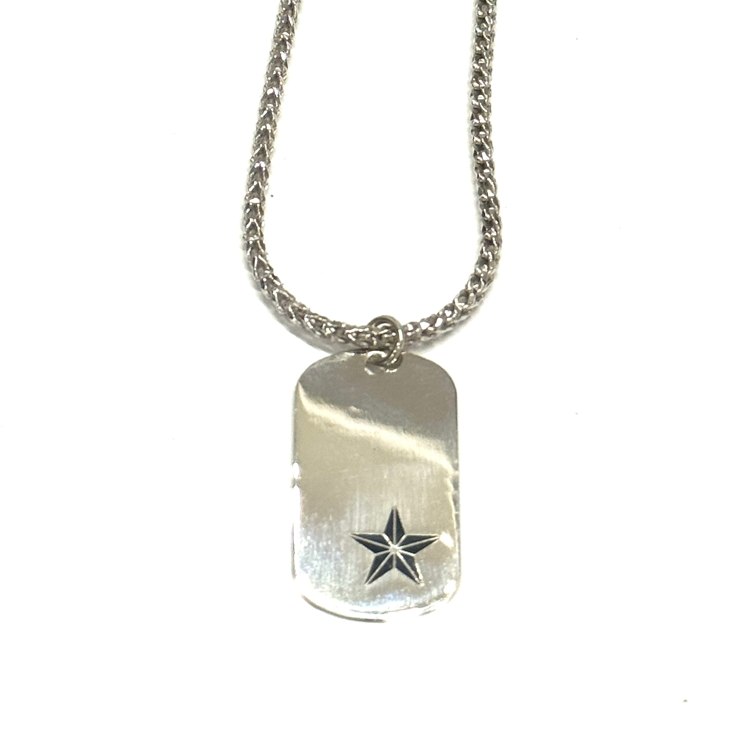 Sterling Silver Black Star Dog Tag