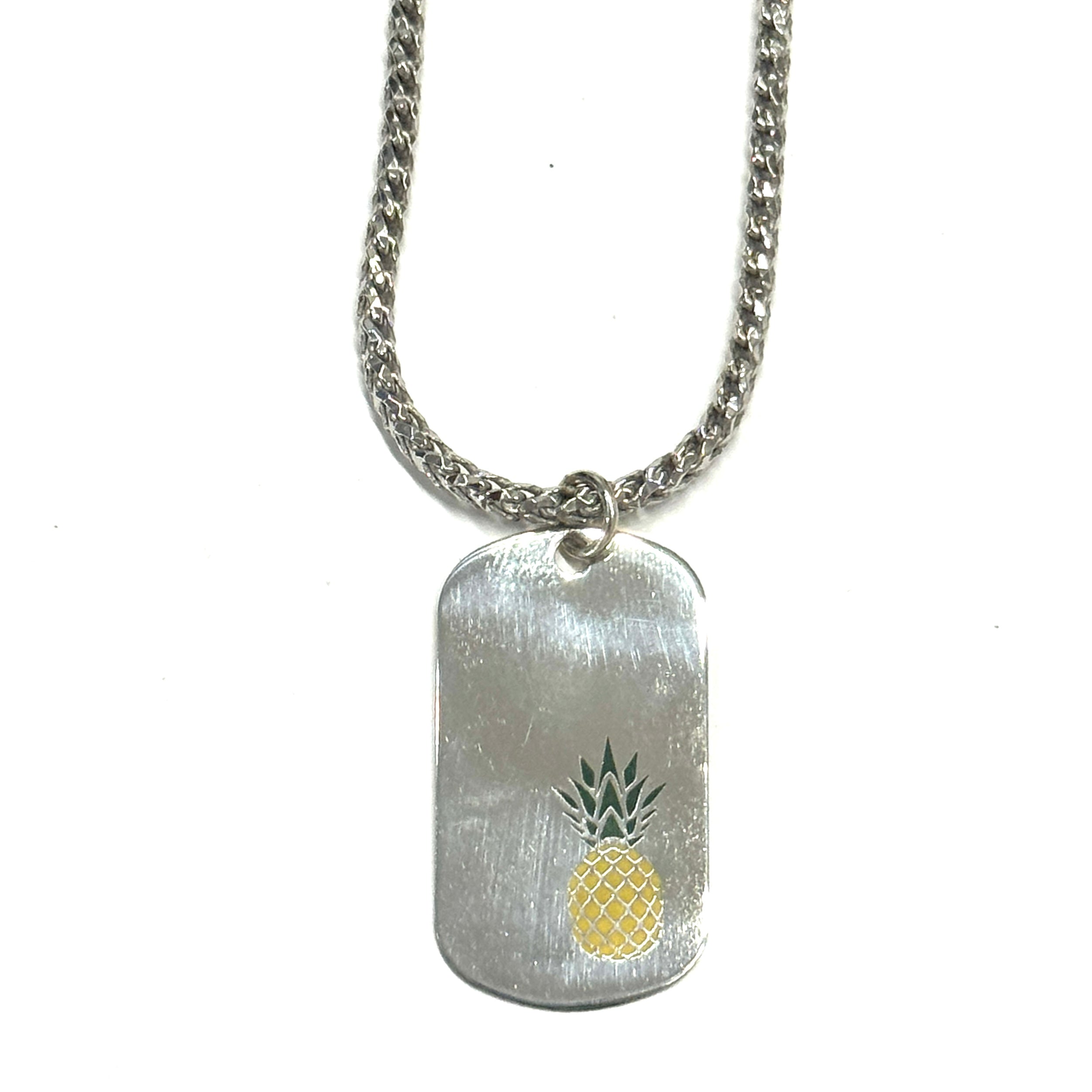 Sterling Silver Pineapple Dog Tag