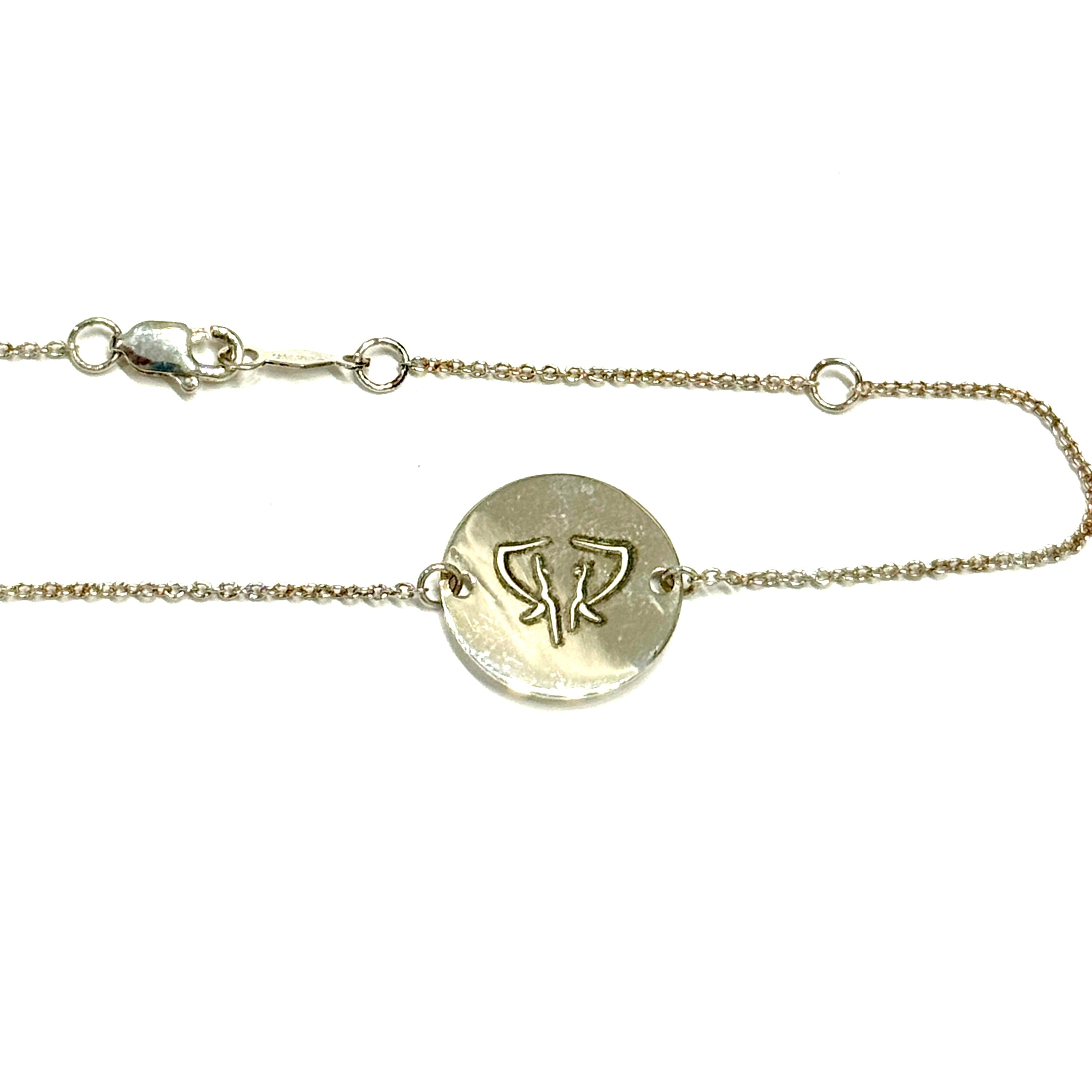 Sterling Silver Elephant Gems Disc Bracelet