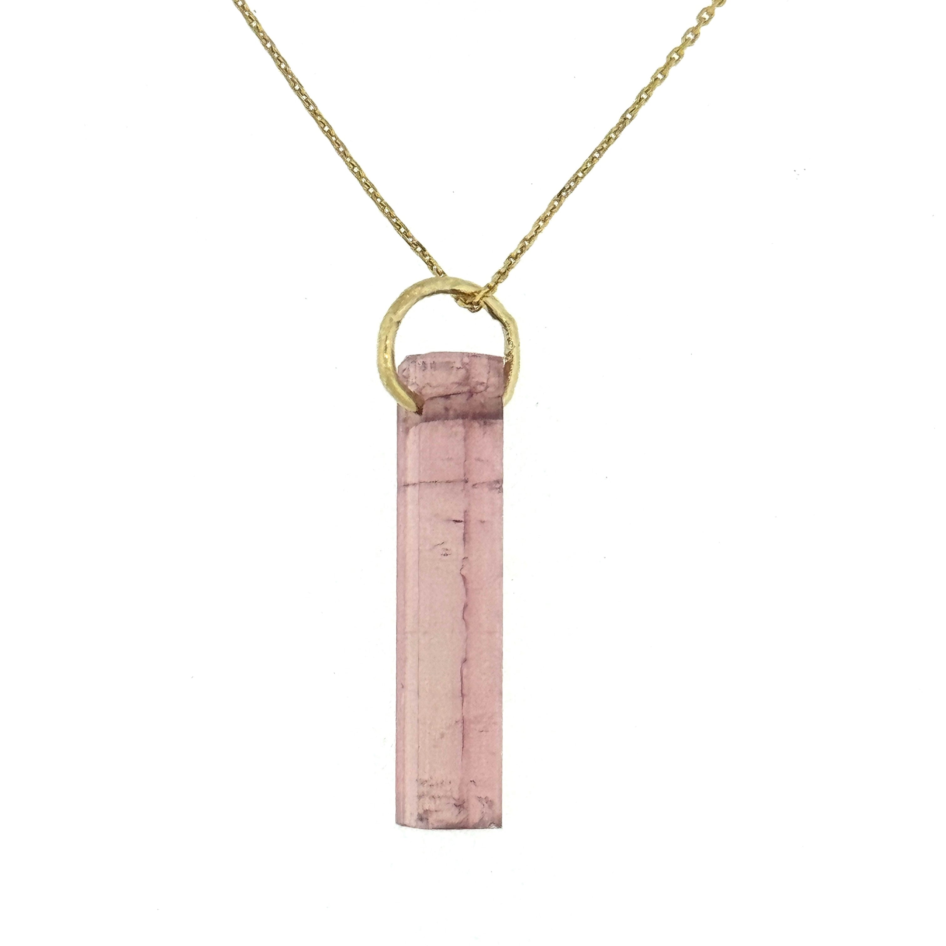 Rough Pink Tourmaline Pendant