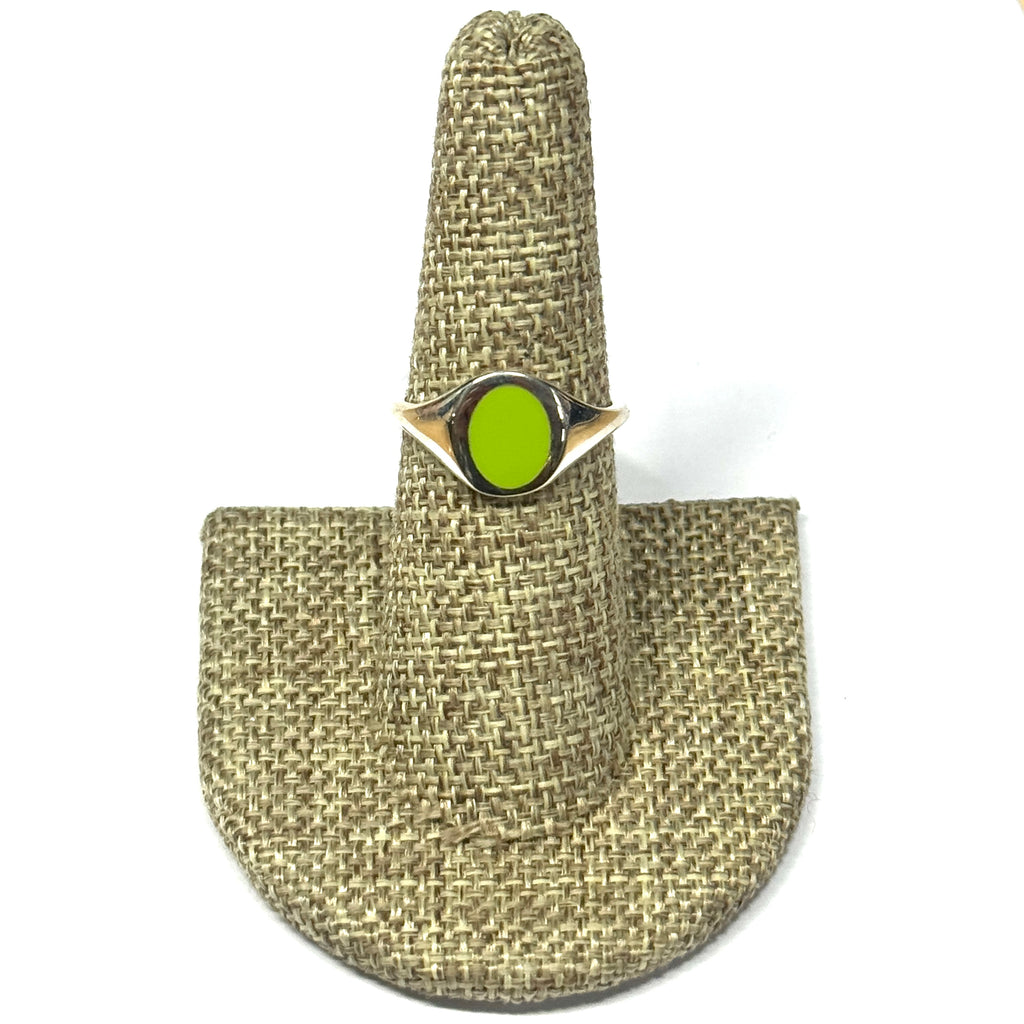 Sterling Silver Lime Green Signet Ring