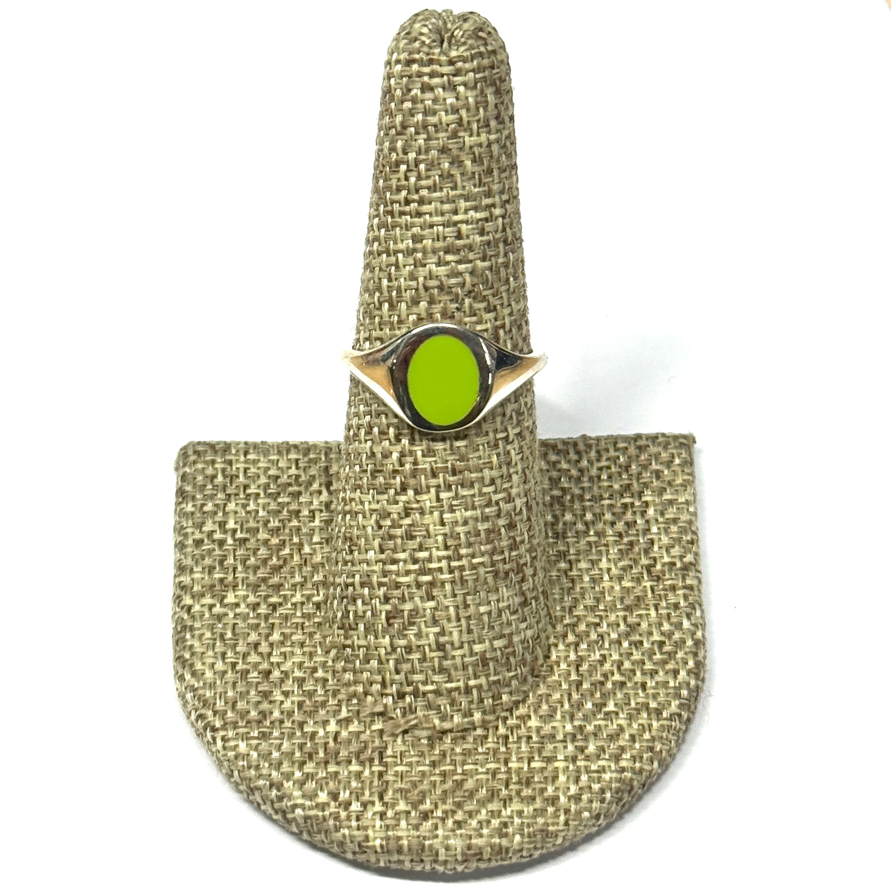 Sterling Silver Lime Green Signet Ring