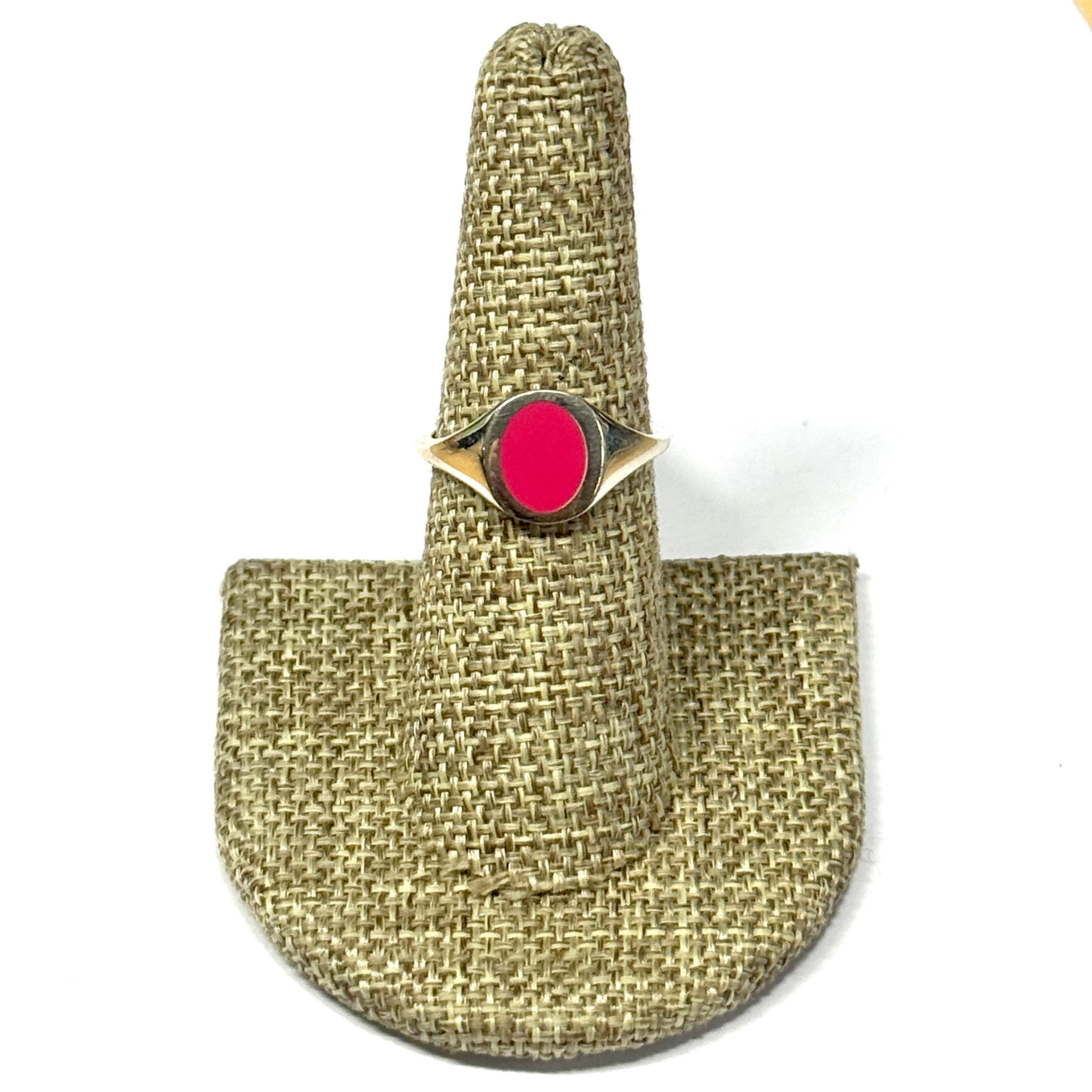 Sterling Silver Hot Pink Signet Ring