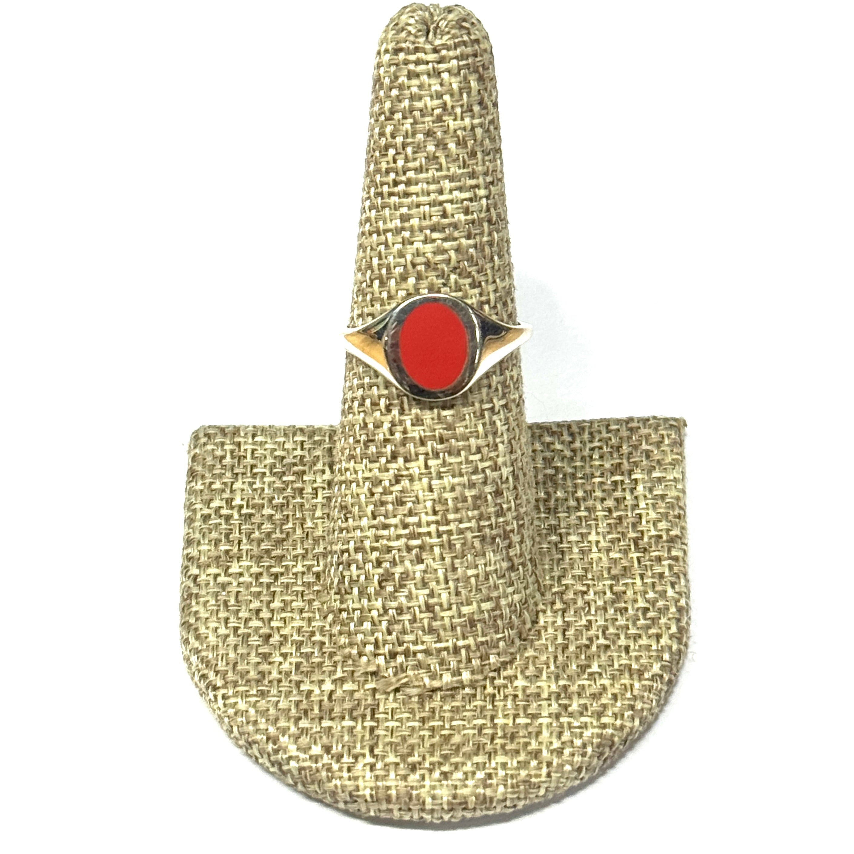 Sterling Silver Dark Pink Signet Ring