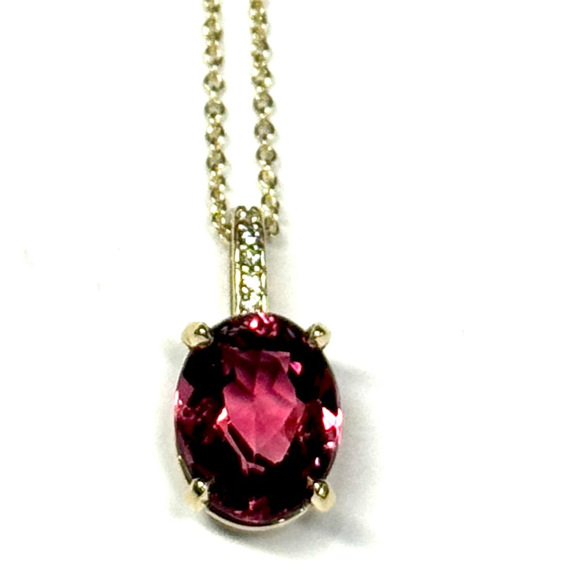 Pink Tourmaline and Diamond Pendant