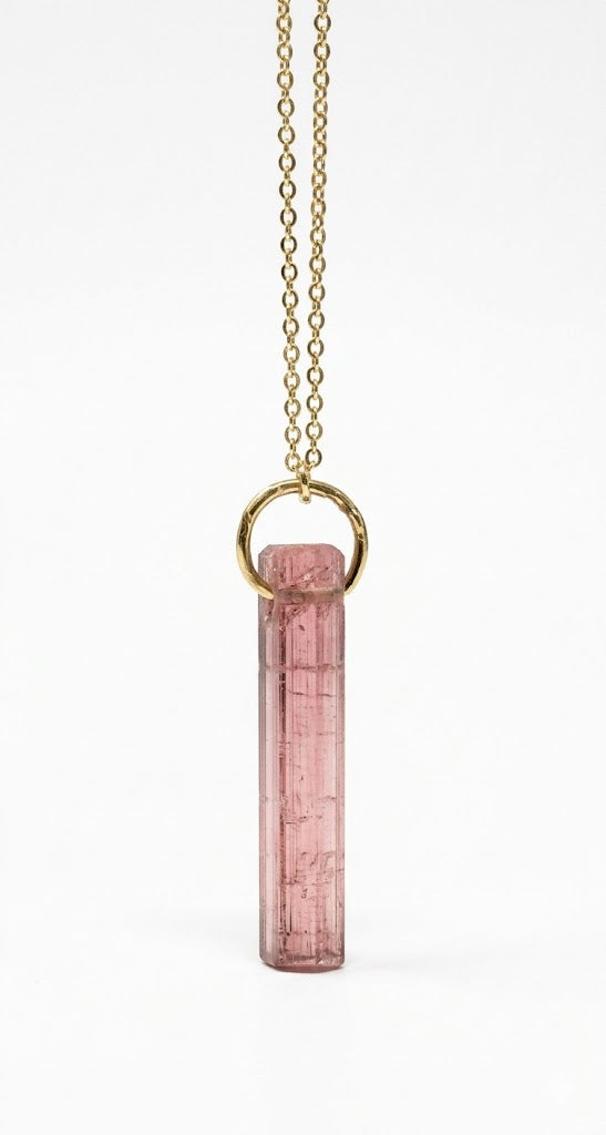 Rough Pink Tourmaline Pendant