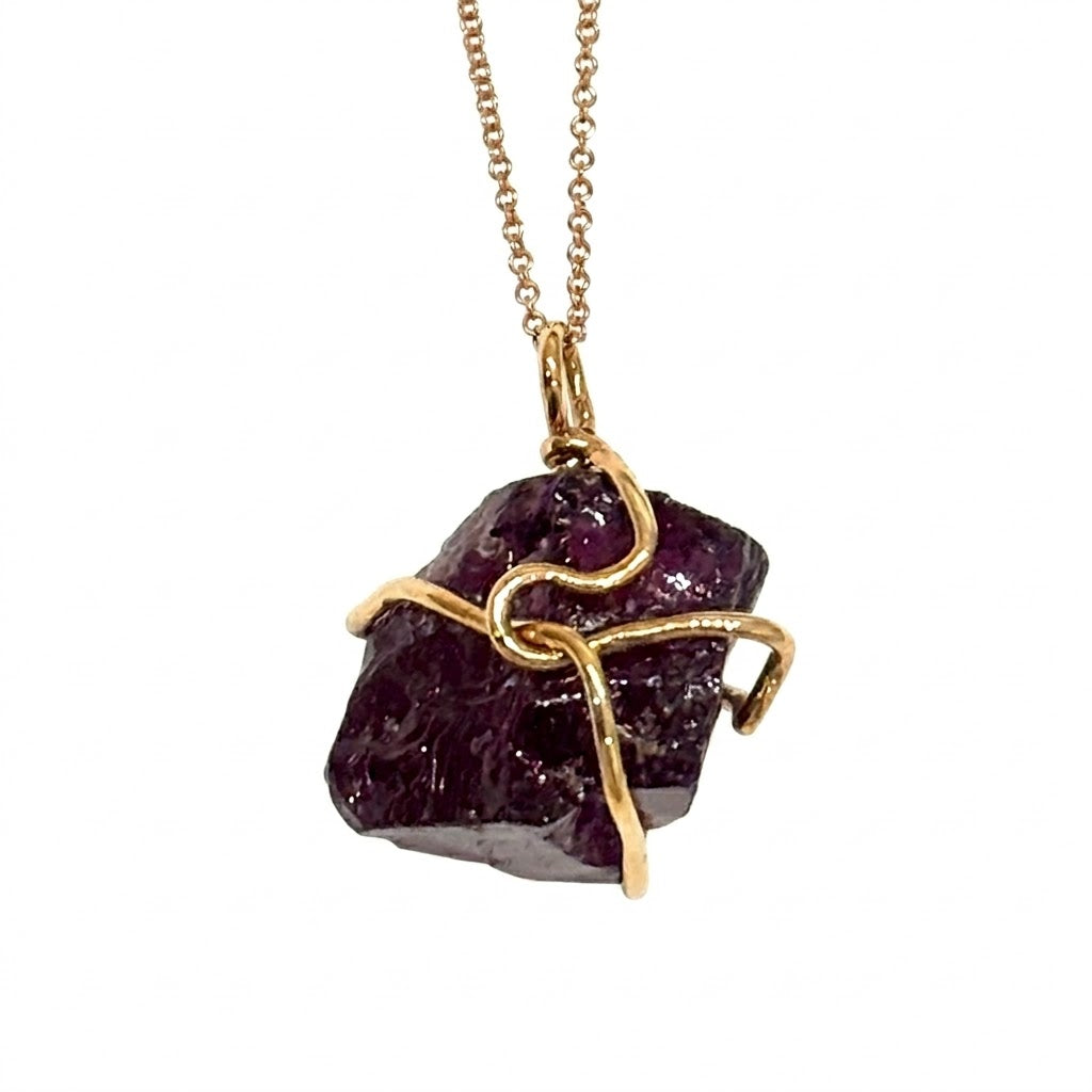 Rough Rhodolite Garnet Pendant