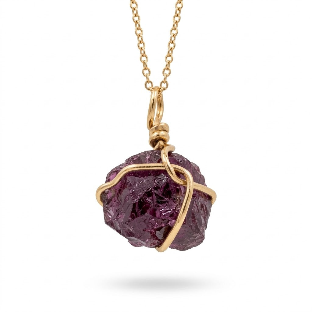 Rough Rhodolite Garnet Pendant