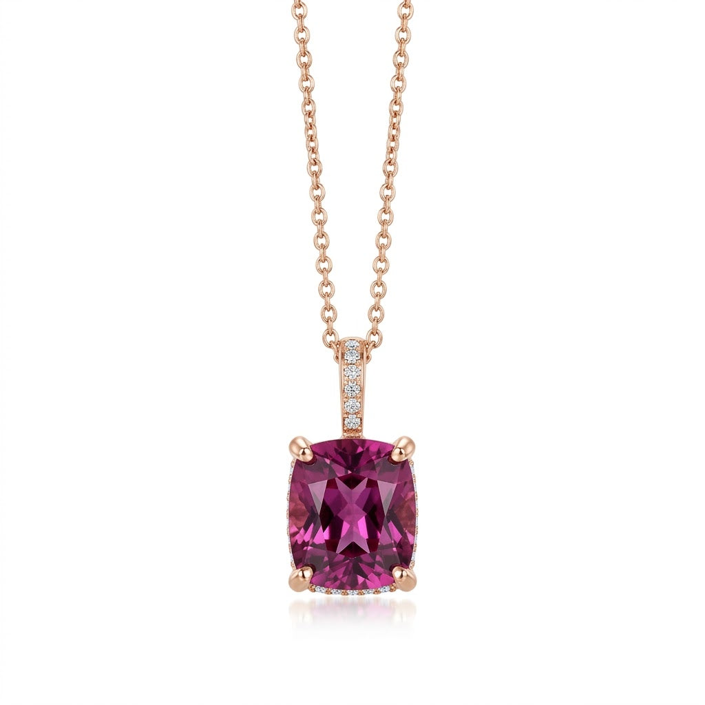Rhodolite Garnet and Diamond Pendant