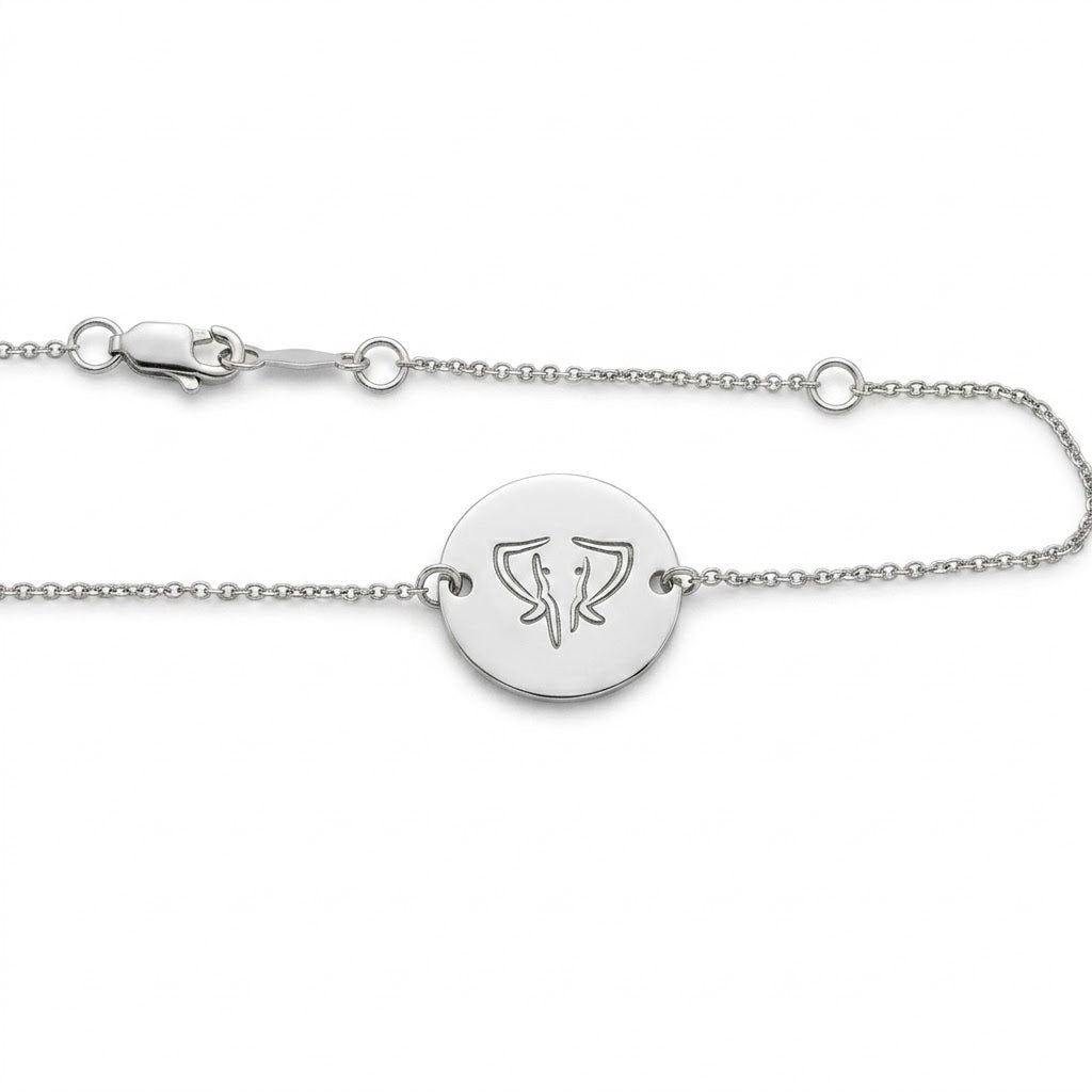 Sterling Silver Elephant Gems Disc Bracelet
