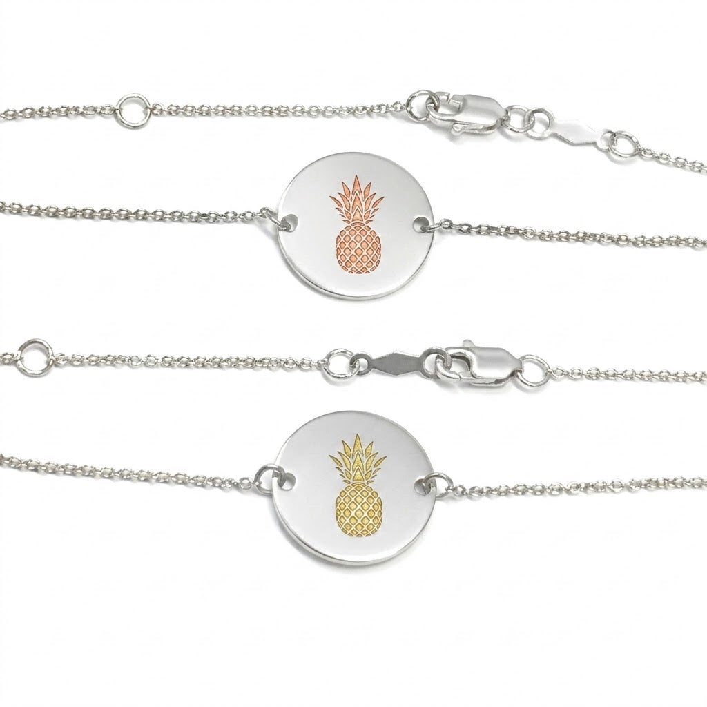 Sterling Silver Yellow Pineapple Disc Bracelet