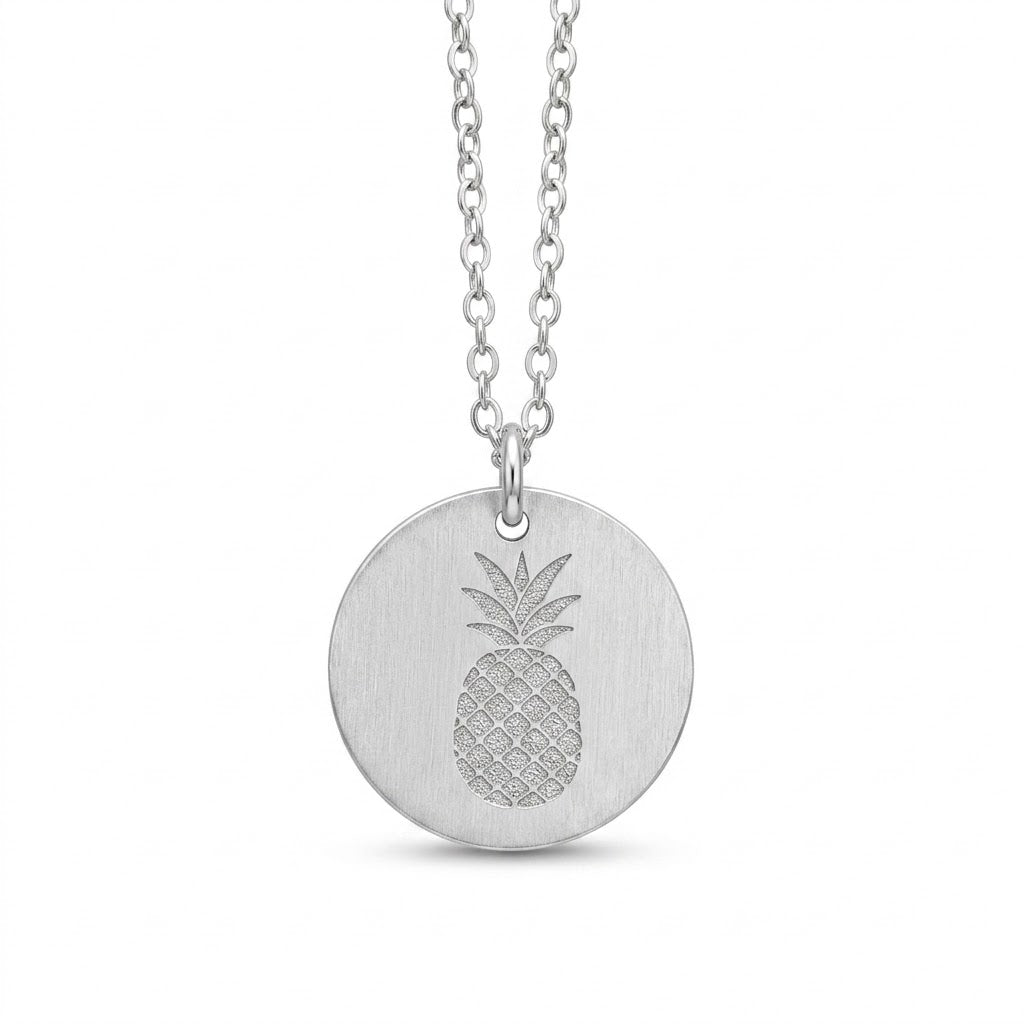 Sterling Silver Pineapple Disc Pendant