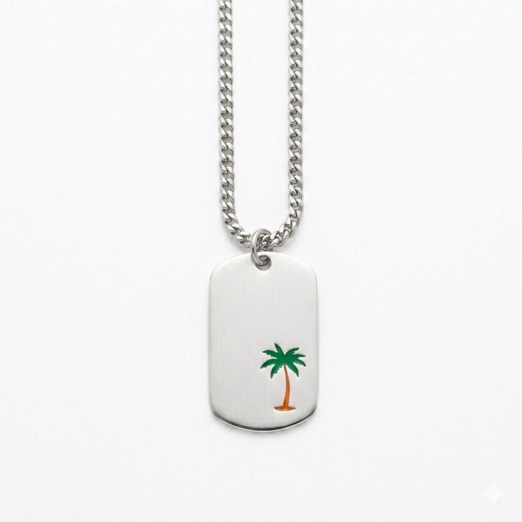 Sterling Silver Palm Tree Dog Tag